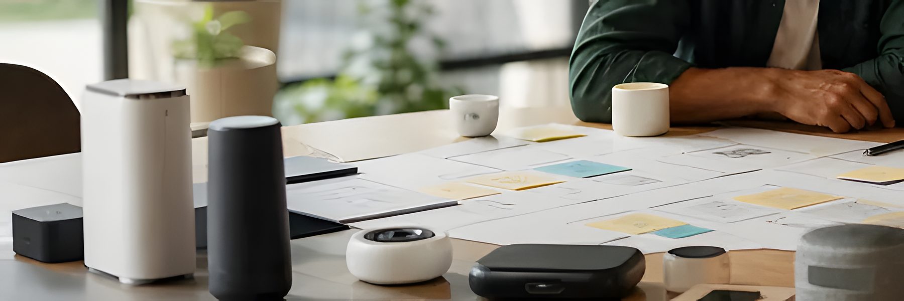 AI devices and go-to-market strategy notes on a planning desk