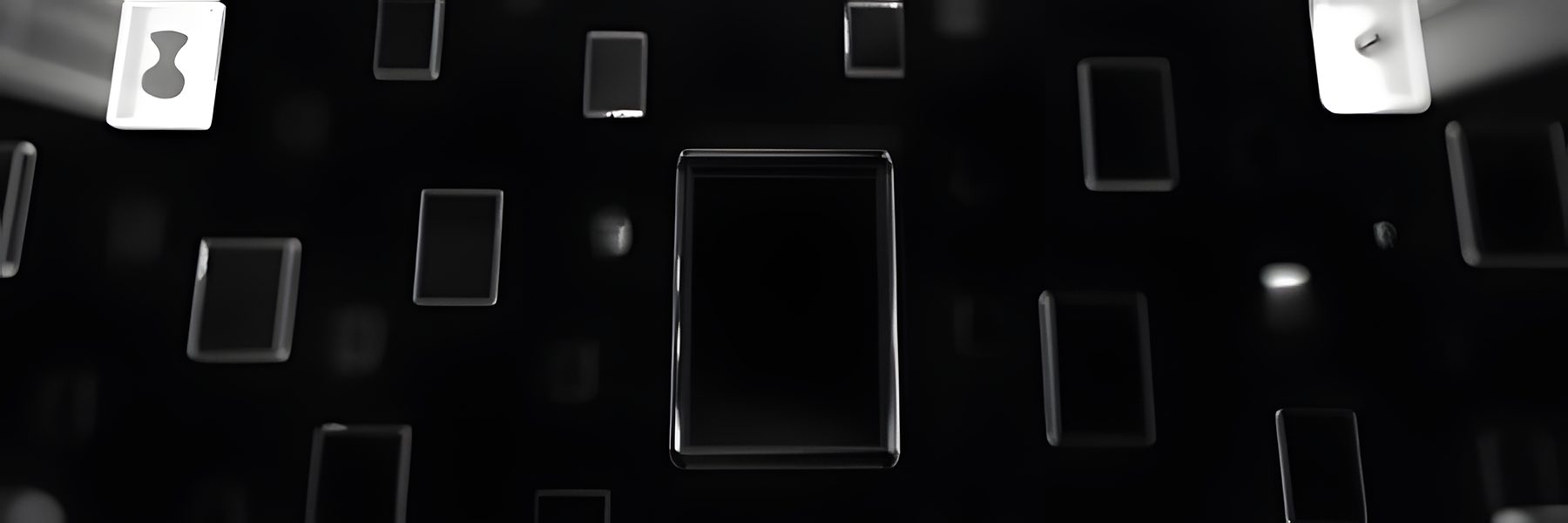 Abstract AI interface panels floating in the dark