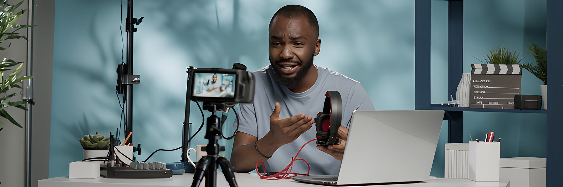 Creator filming a product review video for a UGC ad campaign